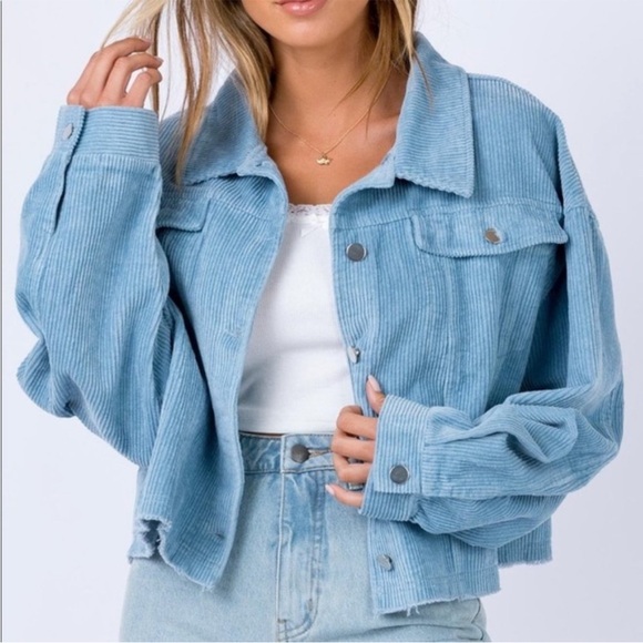 Princess Polly blue corduroy jacket - Picture 1 of 3